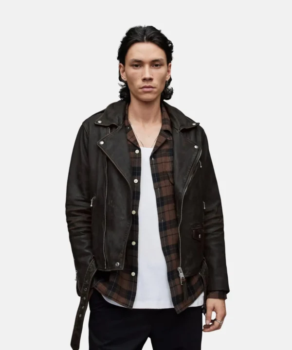 Brown Line Biker Jacket