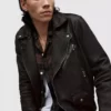 Men’s Rustic Brown Line Biker Leather Jacket