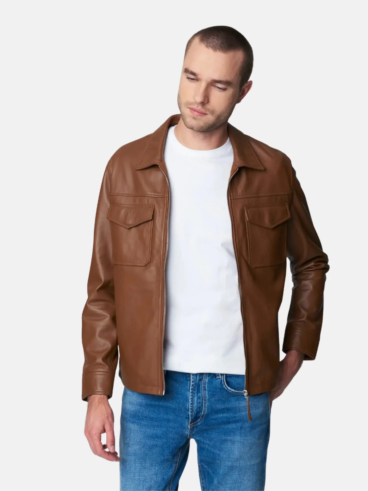 Brown Trucker Leather Jacket For Mens usa jacket