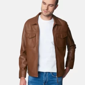 Men's Lambskin Motorcycle Brown Leather Jacket