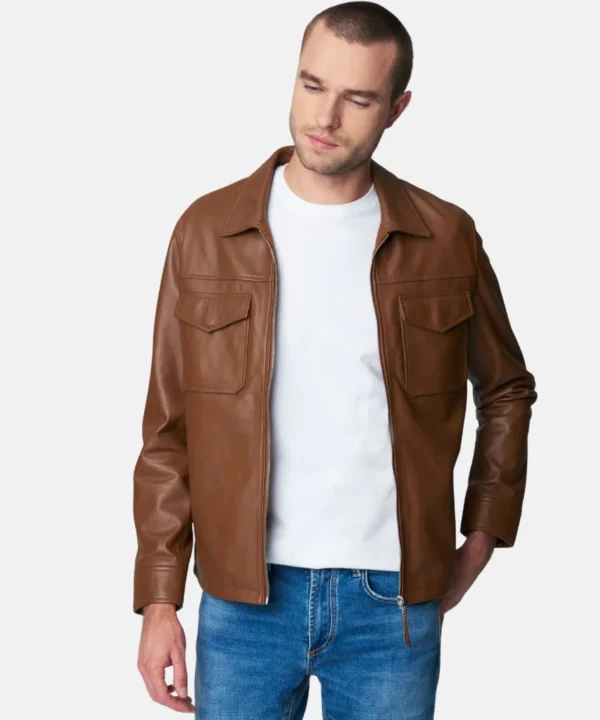 Brown Trucker Leather Jacket For Mens usa jacket