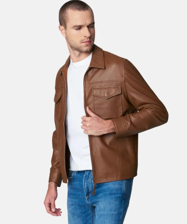 Brown Trucker Leather Jacket For Mens usa jackets