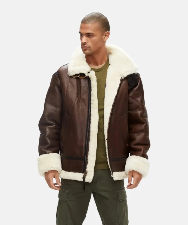 Classic Brown Sheepskin B3 Bomber Shearling Jacket