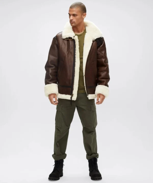 Classic Brown Sheepskin B3 Bomber Shearling Jacket