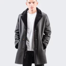 Men’s Long Down Shearling Leather Coat