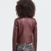 Maroon Women Biker Leather Jacket