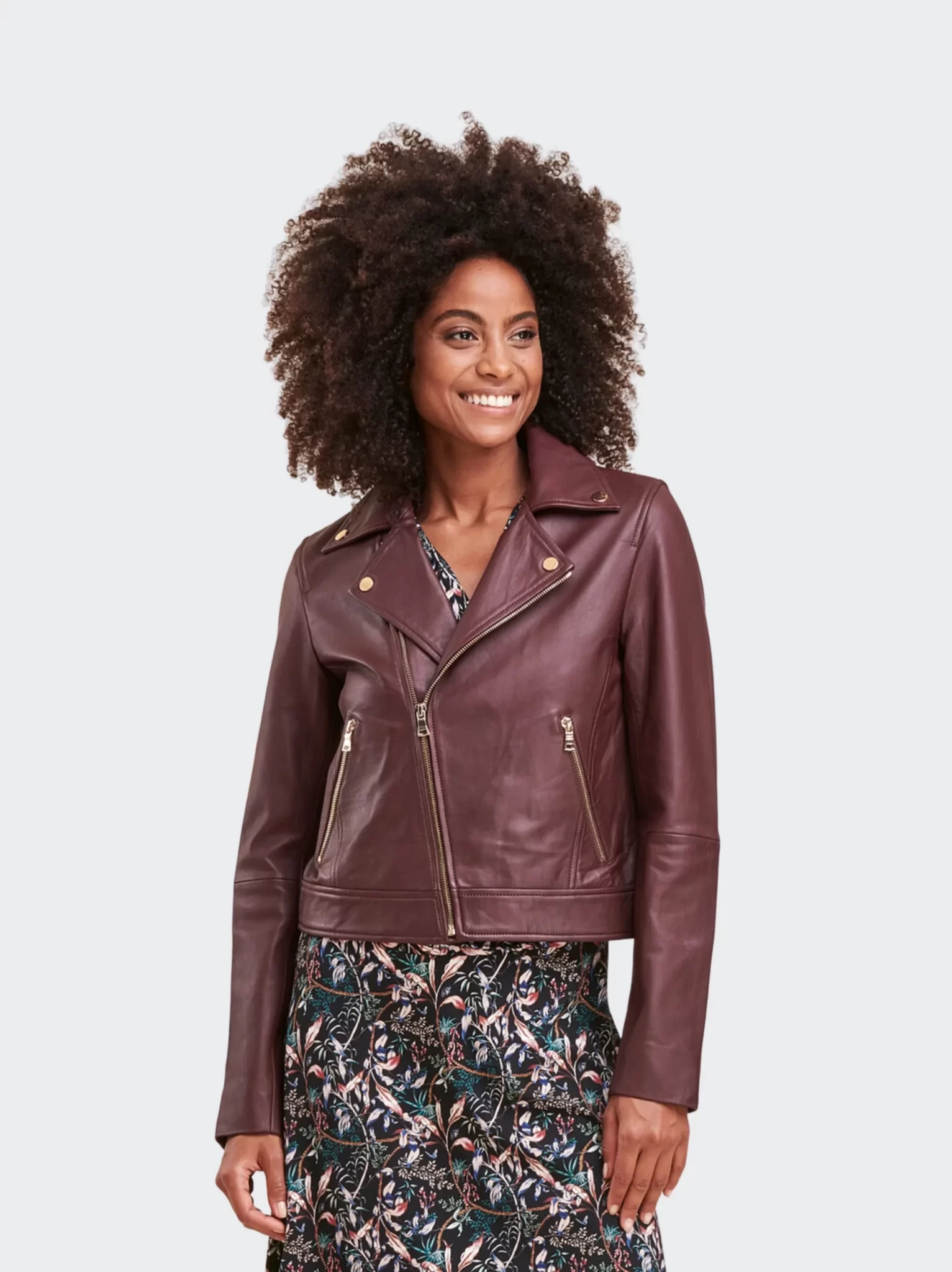 Maroon Women Biker Leather Jacket