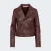 Maroon Women Biker Leather Jacket