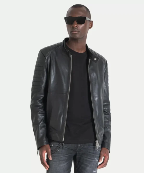 Mens Leather biker Jacket Cafe Racer