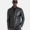 Mens Leather biker Jacket Cafe Racer