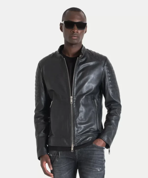 Mens Leather biker Jacket Cafe Racer