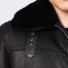 Mens Luxury Shearling Leather Jacket Black