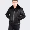 Mens Luxury Shearling Leather Jacket Black