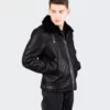 Mens Luxury Shearling Leather Jacket Black