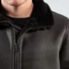 Shearling Leather Black Bomber Jacket