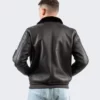 Shearling Leather Black Bomber Jacket