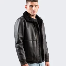 Reversible Kyelder Sheepskin Black Shearling Jacket