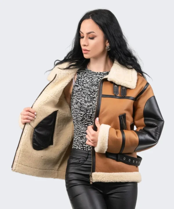 Stylish Womens Shearling Leather Jacket