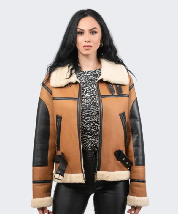 Stylish Womens Shearling Leather Jacket