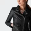 Women Black Double Rider Leather Leather