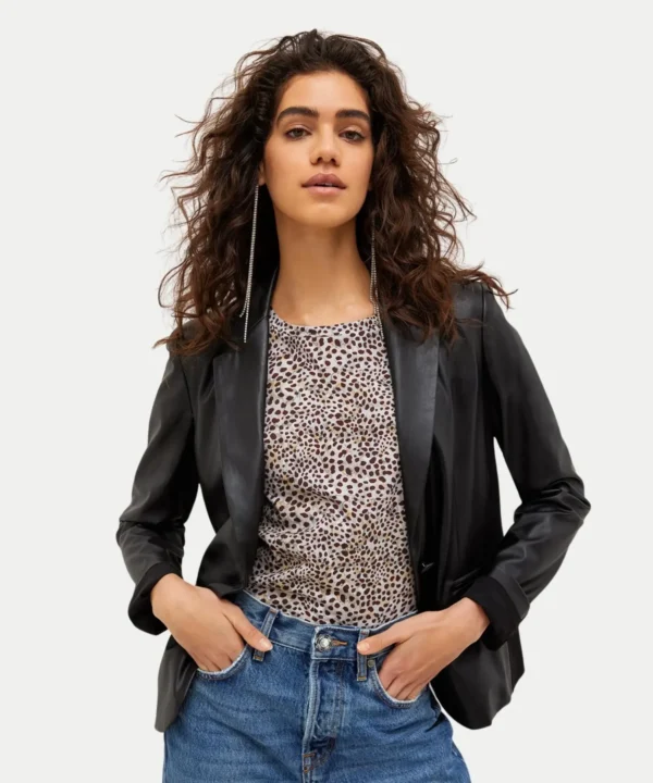 Womens Black Leather Blazers