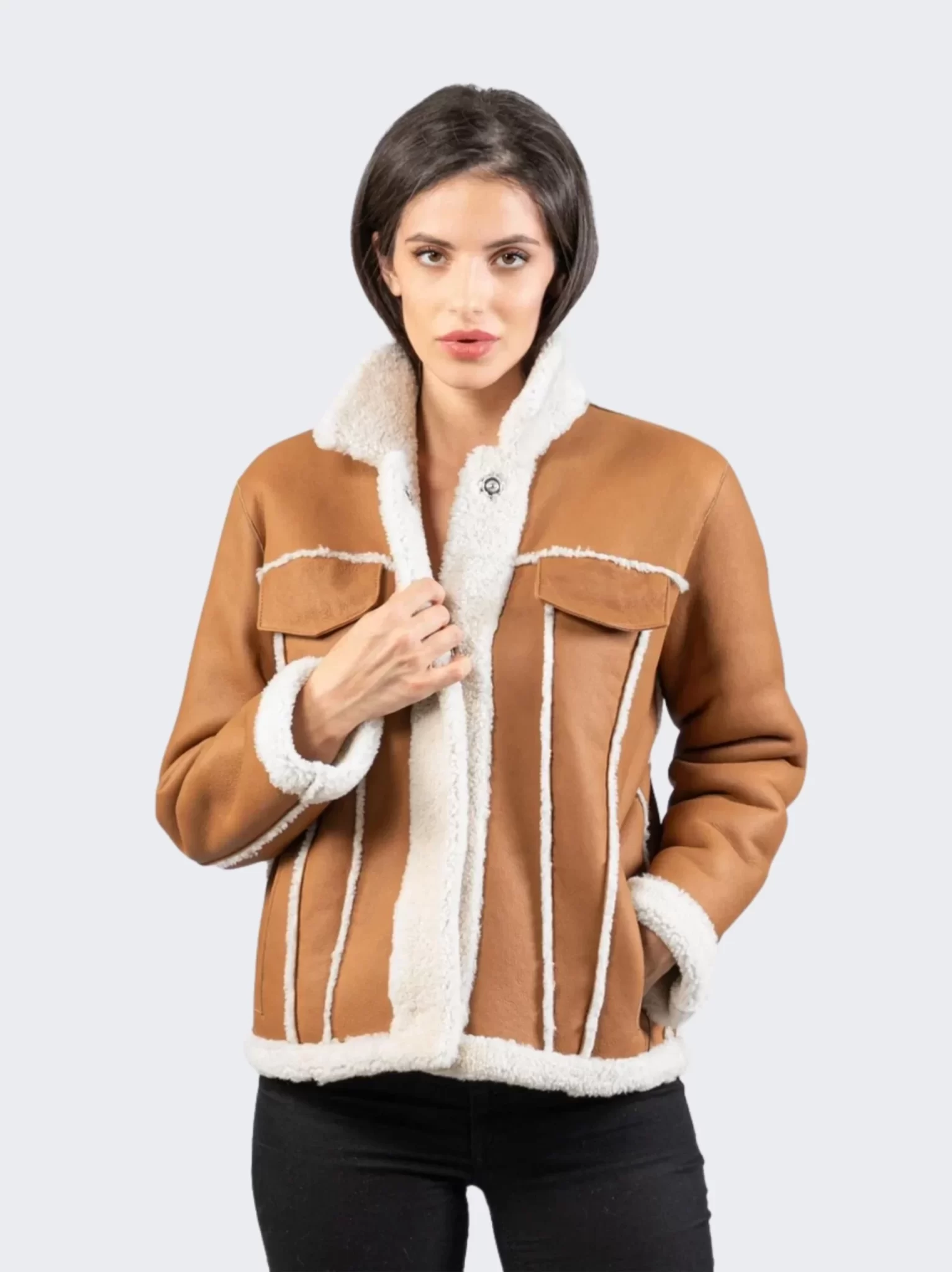 Womens Shearling Lined Leather Jacket