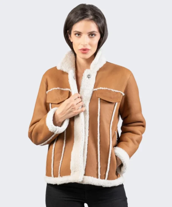 Womens Shearling Lined Leather Jacket