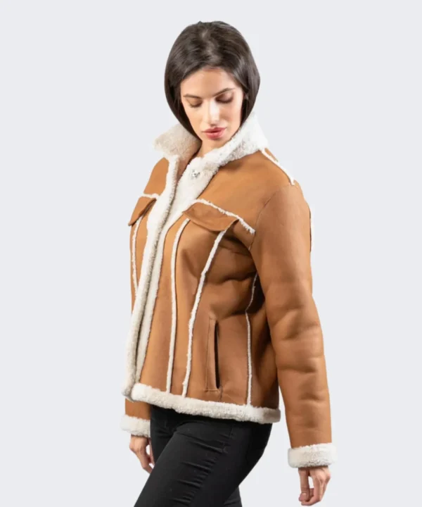 Womens Shearling Lined Leather Jacket