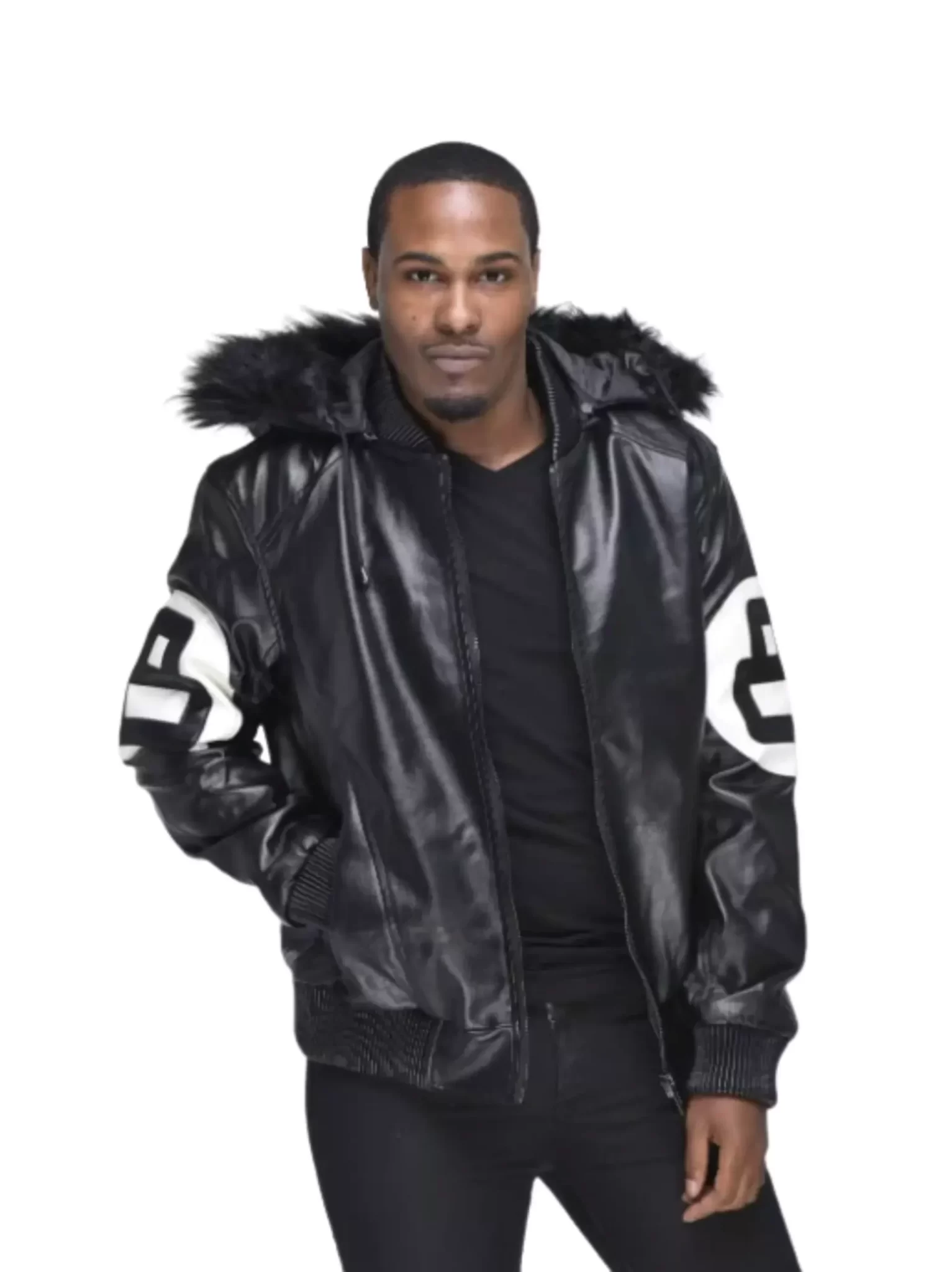 Sinfield David Puddy 8 Ball Black Leather Bomber Jacket