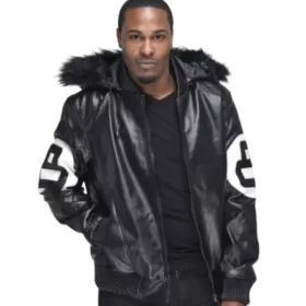 Sinfield David Puddy 8 Ball Black Leather Bomber Jacket