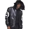 Sinfield David Puddy 8 Ball Black Leather Bomber Jacket