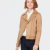 tan color biker leather jacket for women