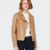 tan color biker leather jacket for women