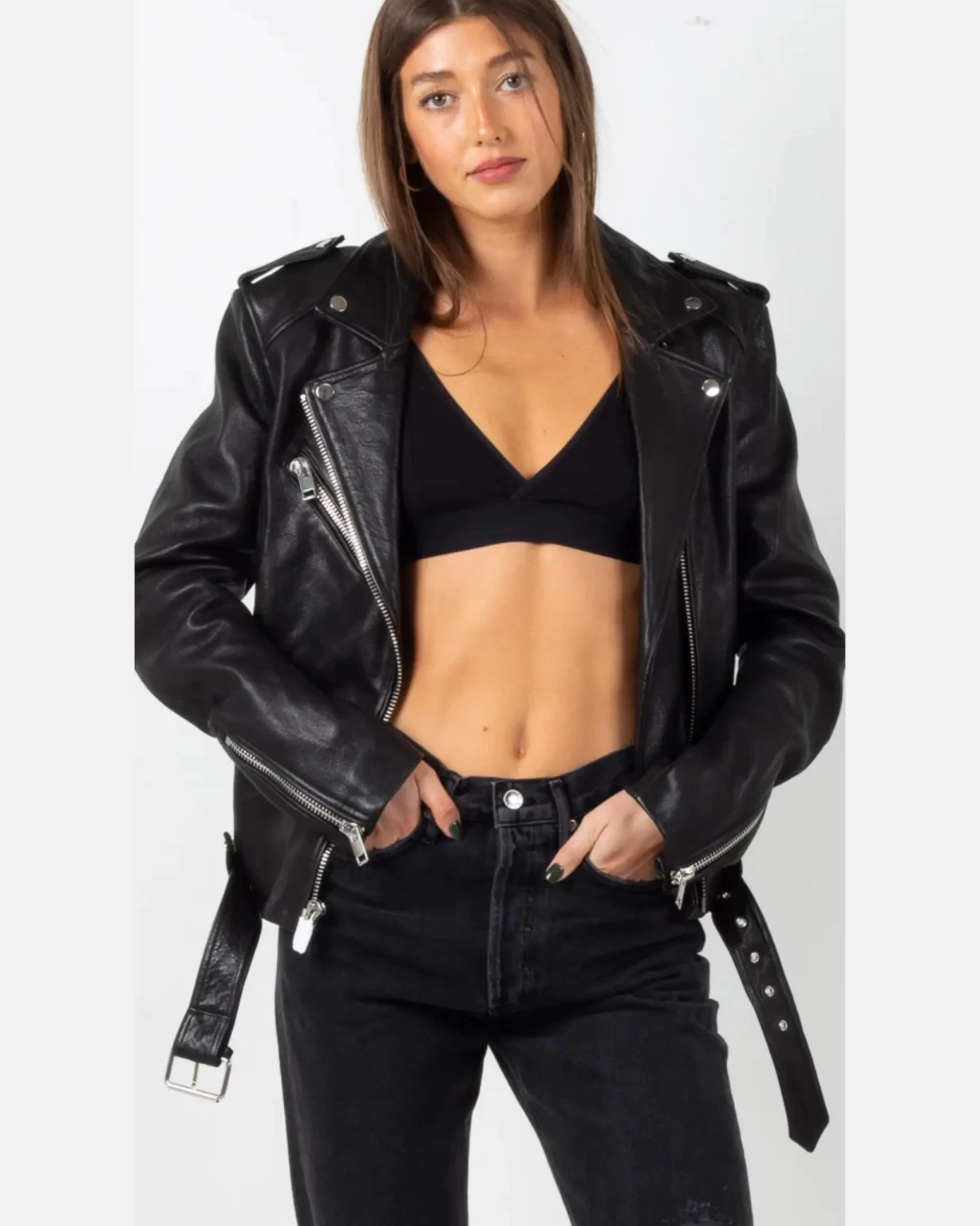 Women’s Black Biker Leather Jacket