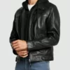 Nils Black Hooded Biker Jacket