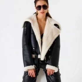 Women REAL AVIATOR Oversized Shearling Leather Jacket