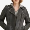 Biker Quilted Shoulder Leather Jacket