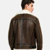 Brown Shearling Leather Jacket For Men Leather