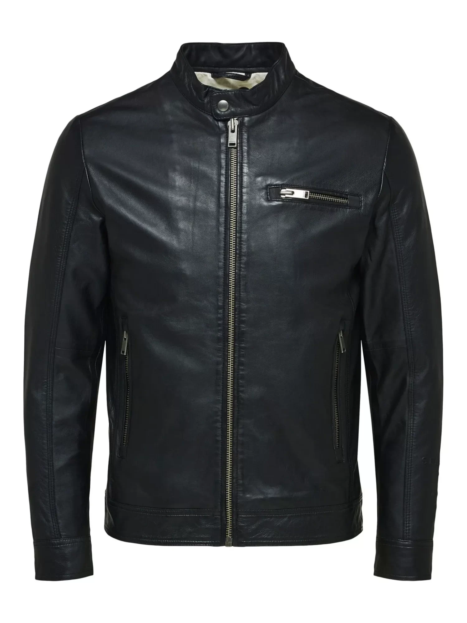 Mens Majestic Double Rider Black Leather Jacket