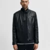 Cafe Racer Black Leather Jacket