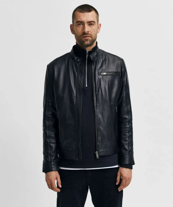 Cafe Racer Black Leather Jacket