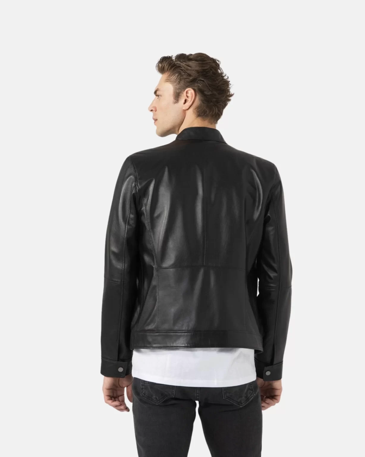 Classic Mens Easy Fit Cafe Racer Leather Jacket