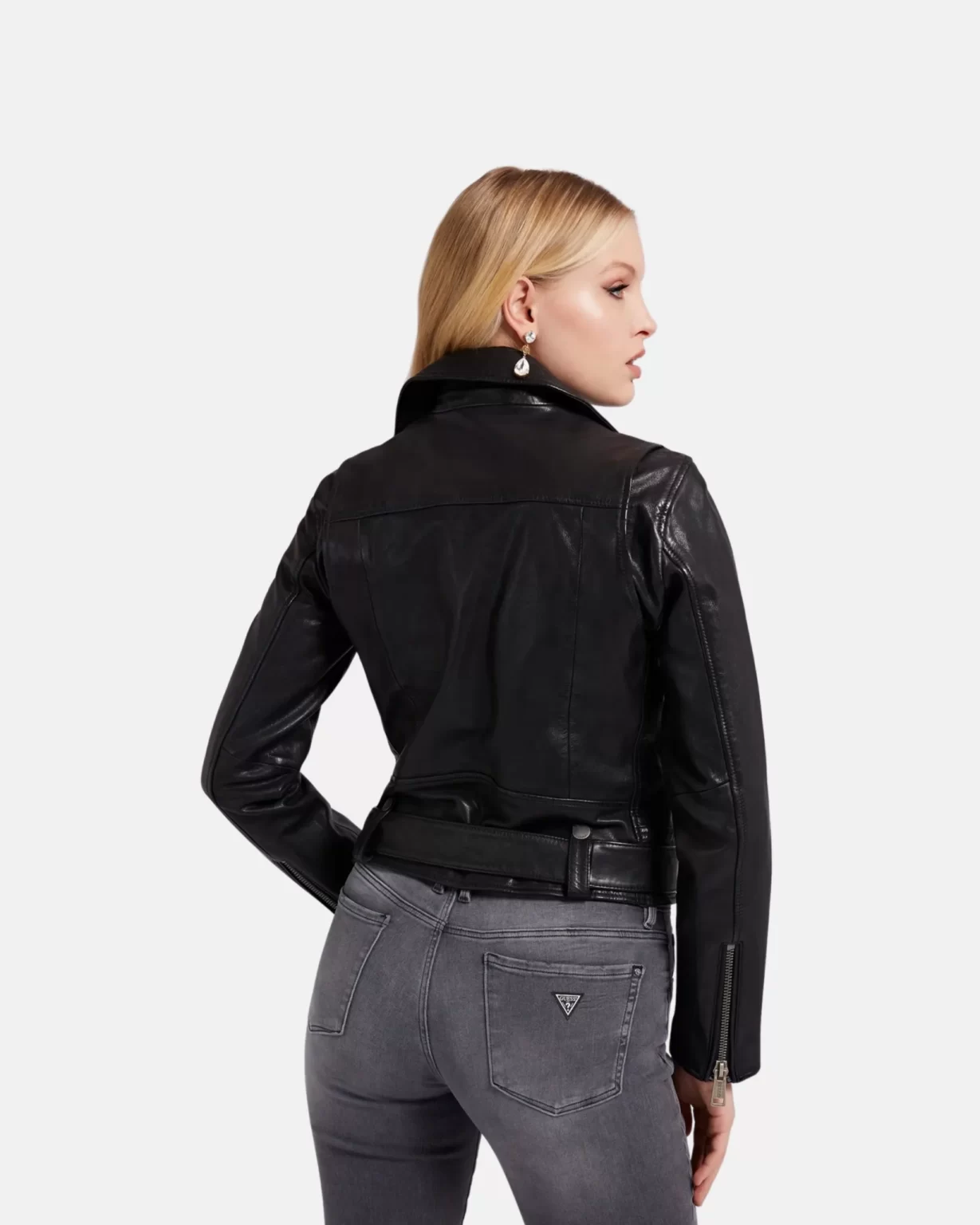 Emma Dark Black Racer Jacket For Women