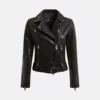 Emma Dark Black Racer Jacket For Women