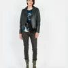 Evergreen Edge Biker Leather Jacket