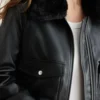 Faux Shearling Leather Bomber Jacket Women