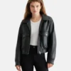 Faux Shearling Leather Bomber Jacket Women