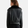 Faux Shearling Leather Bomber Jacket Women