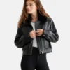 Faux Shearling Leather Bomber Jacket Women