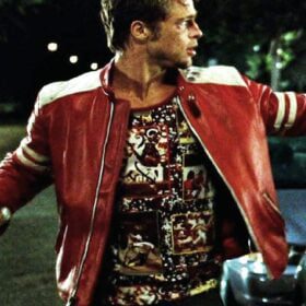 Tyler Durden Mayhem Red Leather Jacket Fight Club